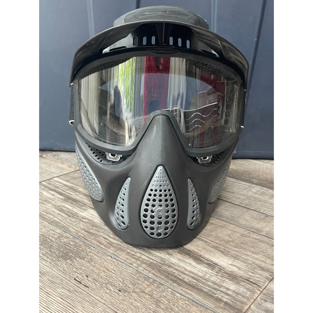 JT Paintball Mask Goggles Full Face Protection Black Grey with Visor and Strap